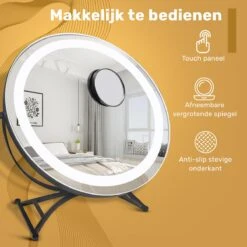 Great's® Make Up Spiegel Met LED Verlichting - ⌀ 40cm - Visagie Spiegel Rond - Extra Close Up Spiegeltje 10x - Zwart -Cosmetica Winkel 1200x1200 1174