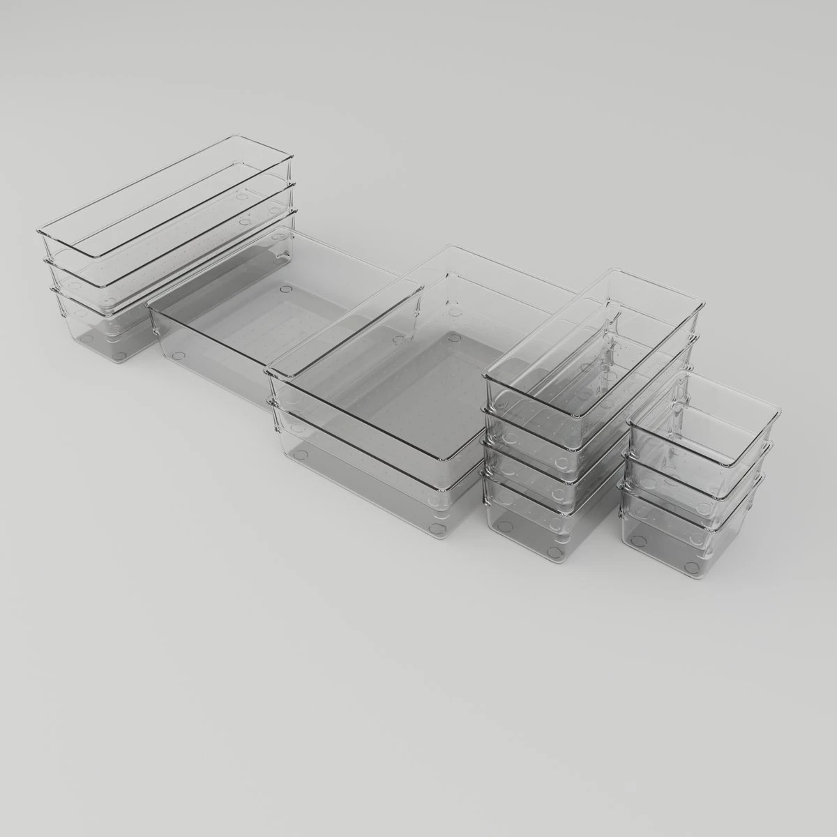 Waal® Lade Organizer (set Van 13 Bakjes) - Lade Verdeler - Keuken - Kantoor - Make-up - Bureau - Transparant 4 Waal® Lade Organizer (set Van 13 Bakjes) - Lade Verdeler - Keuken - Kantoor - Make-up - Bureau - Transparant - Afbeelding 2