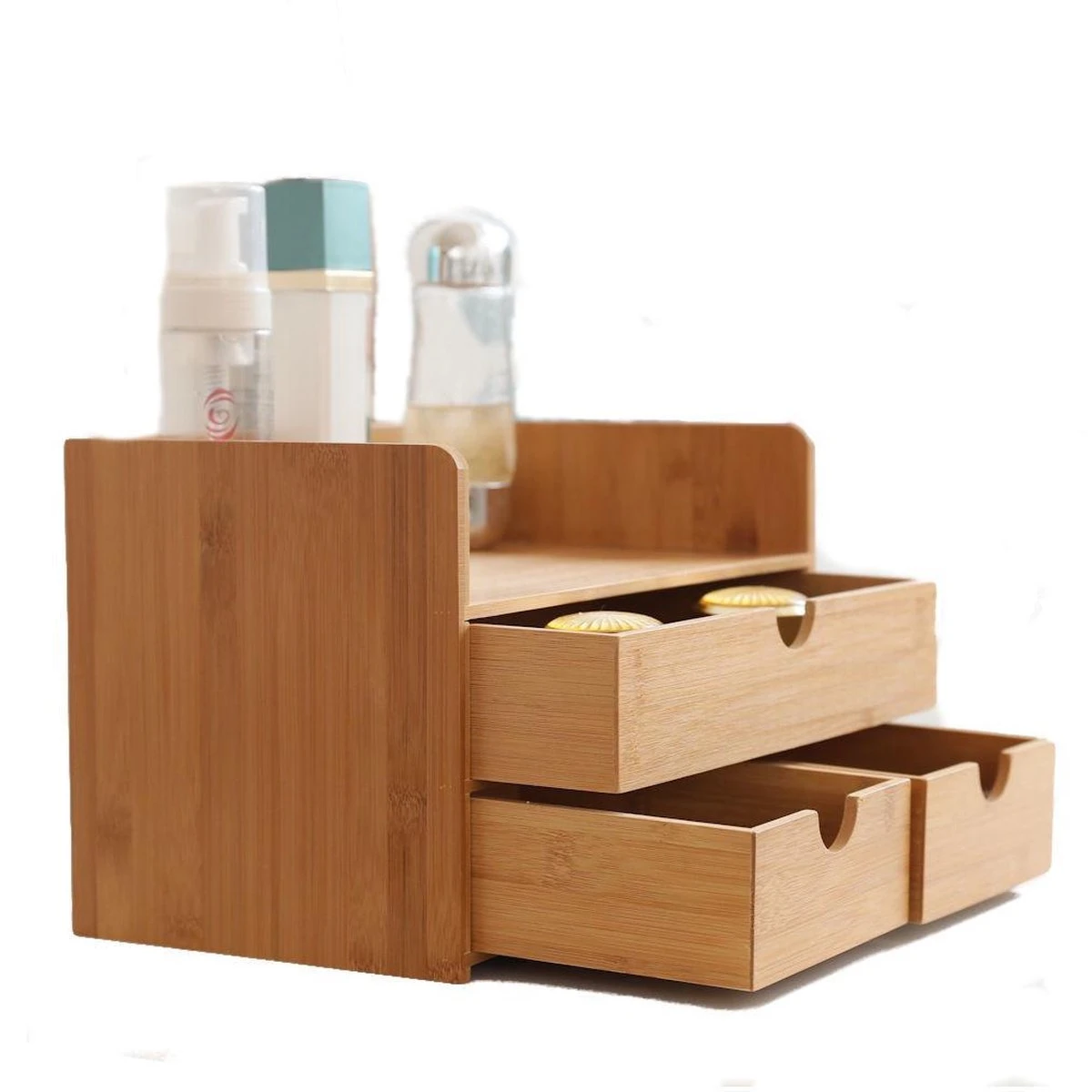 Merkloos Decopatent® Luxe Make-up Organizer Met 3 Lades - Cosmetica Organizer Make Up Met Schuiflade Bamboe Hout - Cosmeticahouder - Toren 8 Merkloos Decopatent® Luxe Make-up Organizer Met 3 Lades - Cosmetica Organizer Make Up Met Schuiflade Bamboe Hout - Cosmeticahouder - Toren - Afbeelding 6