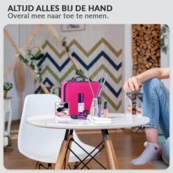 Cosmetica Koffer - Make-up Koffer Met Verstelbare Vakken - Visagie En Nagelstyliste Beauty Koffer - 26x23x9CM - Roze -Cosmetica Winkel 1200x1200 1258