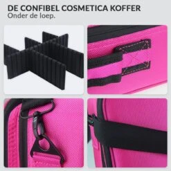 Cosmetica Koffer - Make-up Koffer Met Verstelbare Vakken - Visagie En Nagelstyliste Beauty Koffer - 26x23x9CM - Roze -Cosmetica Winkel 1200x1200 1259