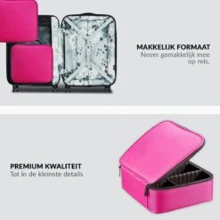 Cosmetica Koffer - Make-up Koffer Met Verstelbare Vakken - Visagie En Nagelstyliste Beauty Koffer - 26x23x9CM - Roze -Cosmetica Winkel 1200x1200 1260
