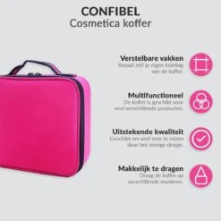 Cosmetica Koffer - Make-up Koffer Met Verstelbare Vakken - Visagie En Nagelstyliste Beauty Koffer - 26x23x9CM - Roze -Cosmetica Winkel 1200x1200 1262