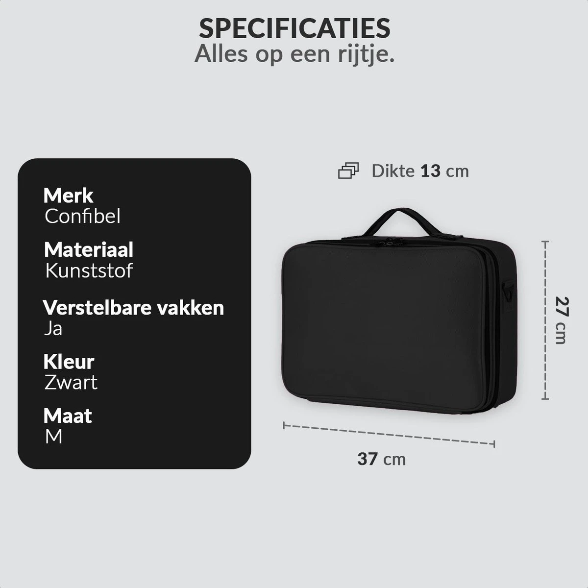 Cosmetica Koffer - Make-up Koffer Met Verstelbare Vakken - Visagie En Nagelstyliste Beauty Koffer - 37x27x13CM 10 Cosmetica Koffer - Make-up Koffer Met Verstelbare Vakken - Visagie En Nagelstyliste Beauty Koffer - 37x27x13CM - Afbeelding 8