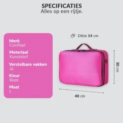 Cosmetica Koffer - Make-up Koffer Met Verstelbare Vakken - Visagie En Nagelstyliste Beauty Koffer - 40x30x14CM - Roze -Cosmetica Winkel 1200x1200 1277