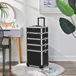 XXL PRO Visagie Beauty Case Koffer Trolley - Nagelkoffer Op Wielen Voor Makeup Of Cosmetica - Grote Uitklapbare Opbergsysteem Nagel Styliste Kapster - Zwart -Cosmetica Winkel 1200x1200 1300