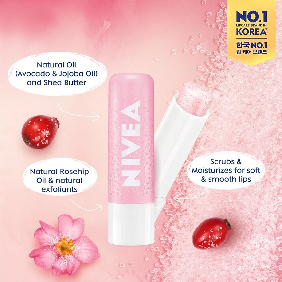 NIVEA Lipscrub & Lipverzorging In 1 Stick 4,8g - Super Zachte Lippen Met Wilde Roos En Vitamine E 4 NIVEA Lipscrub & Lipverzorging In 1 Stick 4,8g - Super Zachte Lippen Met Wilde Roos En Vitamine E - Afbeelding 2