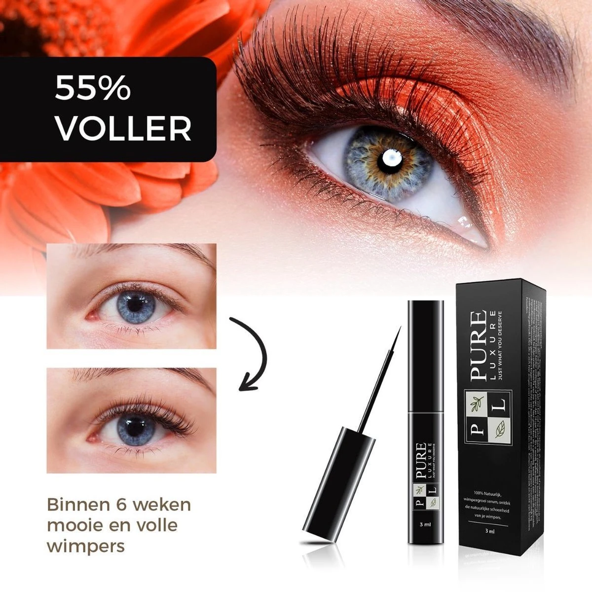 Wimperserum 3ml - Wenkbrauwserum - Langere, Sterkere En Volle Wimpers - 100% Natuurlijk - Wenkbrauw Serum - Eyelash Serum 5 Wimperserum 3ml - Wenkbrauwserum - Langere, Sterkere En Volle Wimpers - 100% Natuurlijk - Wenkbrauw Serum - Eyelash Serum - Afbeelding 3