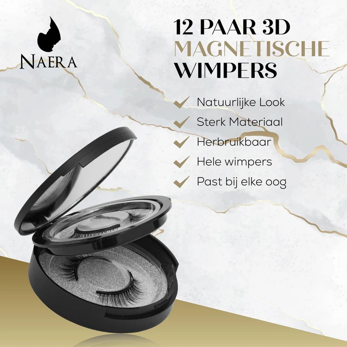 Naera Magnetische Wimpers Set - Inclusief Wimperzetter, Wimperhouder, Wimperschaar En 3 Flesjes Waterproof Eyeliner - 30 Keer Herbruikbaar - 12 Paar 4 Naera Magnetische Wimpers Set - Inclusief Wimperzetter, Wimperhouder, Wimperschaar En 3 Flesjes Waterproof Eyeliner - 30 Keer Herbruikbaar - 12 Paar - Afbeelding 2