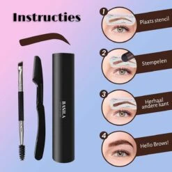 Basila® Duo Wenkbrauw Stempel Kit - Donker Bruin & Bruin - Watervast - Matte Poeder - Trimmer - 26 Stencils 9 Basila® Duo Wenkbrauw Stempel Kit - Donker Bruin & Bruin - Watervast - Matte Poeder - Trimmer - 26 Stencils -Cosmetica Winkel 1200x1200 595