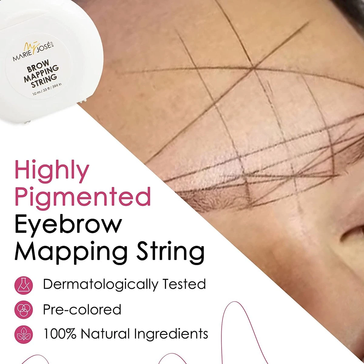 Marie-José & Co - Brow Mapping String - Voor Henna Brows & Microblading - Kleur Draad: Zwart - 1 X 10 M - 50 Toepassingen 4 Marie-José & Co - Brow Mapping String - Voor Henna Brows & Microblading - Kleur Draad: Zwart - 1 X 10 M - 50 Toepassingen - Afbeelding 2