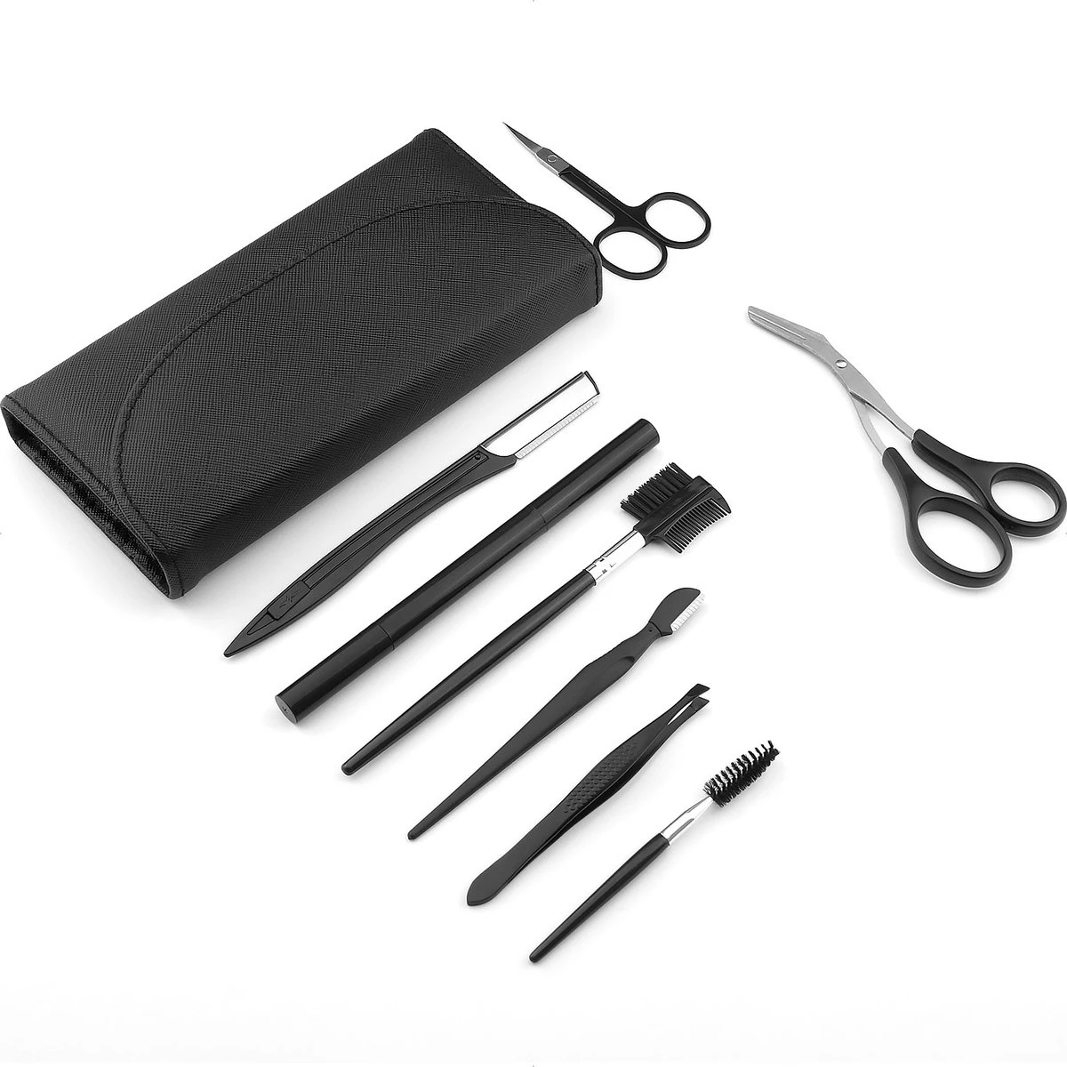 Wenkbrauw Trimmer Set - 8-delig – Met Epileer Pincet, 2x Wenkbrauw Schaartje, 2x Wenkbrauwmesje, Wenkbrauw Borstel, Wenkbrauwpotlood, Spoolie – In Stevige Etui - Zwart 12 Wenkbrauw Trimmer Set - 8-delig – Met Epileer Pincet, 2x Wenkbrauw Schaartje, 2x Wenkbrauwmesje, Wenkbrauw Borstel, Wenkbrauwpotlood, Spoolie – In Stevige Etui - Zwart - Afbeelding 10
