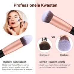 Bestope Make Up Kwasten Set Met Beauty Blenders 16 Delig - Brush Set - Kwasten Reiniger - Rosé Goud -Cosmetica Winkel 1200x1200 987