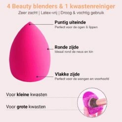 Bestope Make Up Kwasten Set Met Beauty Blenders 16 Delig - Brush Set - Kwasten Reiniger - Rosé Goud -Cosmetica Winkel 1200x1200 988