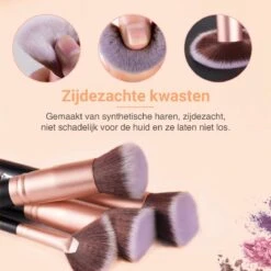 Bestope Make Up Kwasten Set Met Beauty Blenders 16 Delig - Brush Set - Kwasten Reiniger - Rosé Goud -Cosmetica Winkel 1200x1200 990