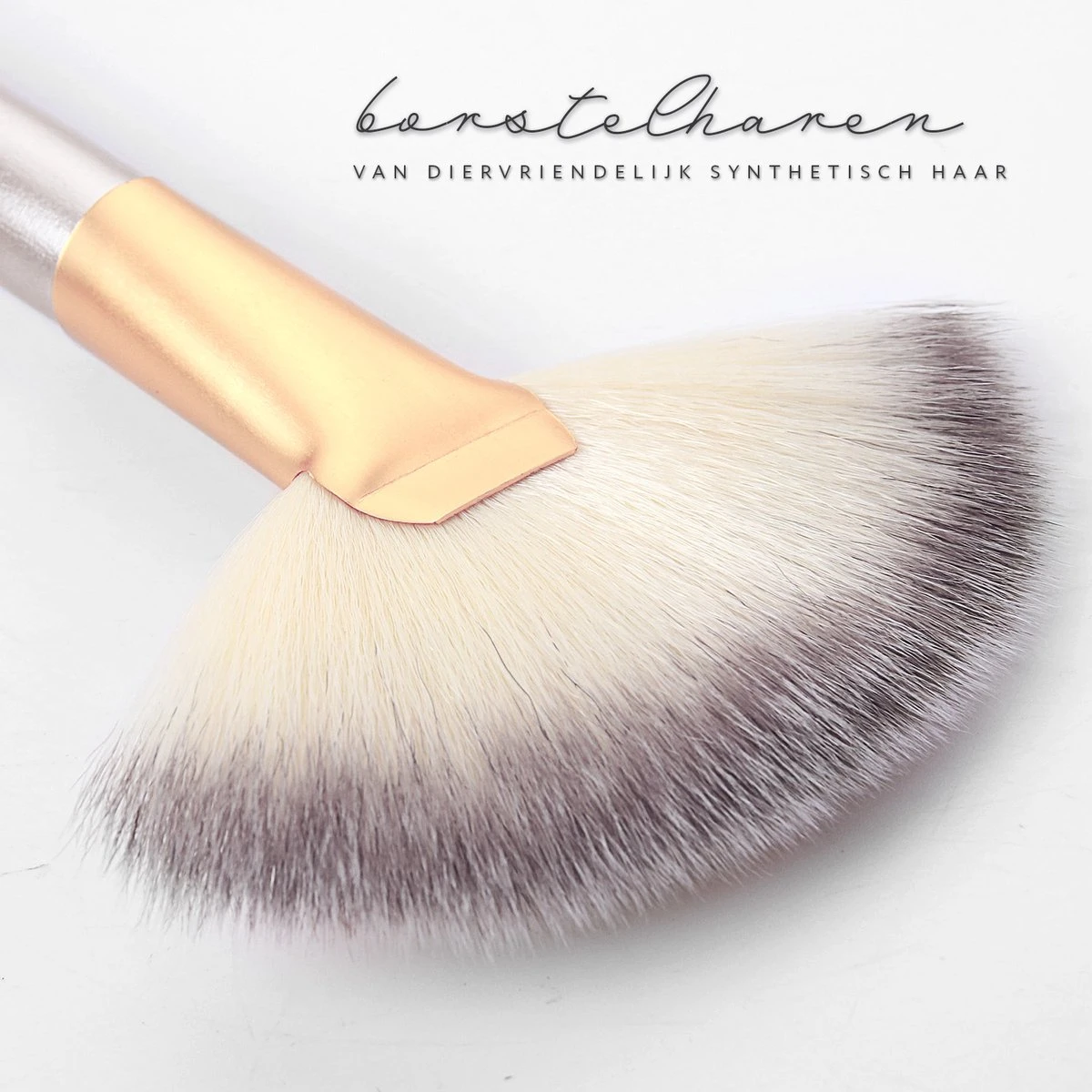 Professionele Make-up Kwastenset - 12 Delig - Beige-Goud 9 Professionele Make-up Kwastenset - 12 Delig - Beige-Goud - Afbeelding 7