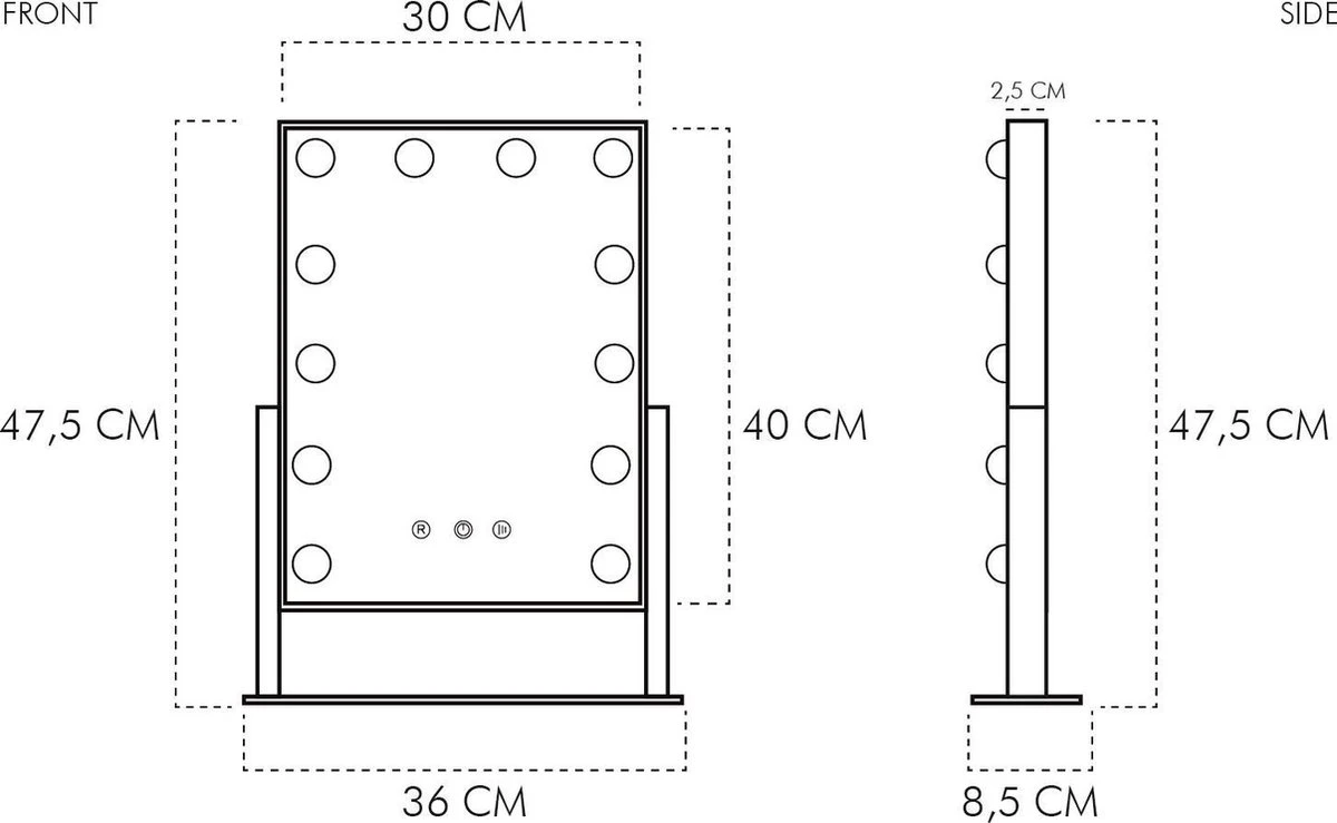 United Entertainment - Hollywood Spiegel Met 12 LEDs - 36x47,5 Cm - Zwart 7 United Entertainment - Hollywood Spiegel Met 12 LEDs - 36x47,5 Cm - Zwart - Afbeelding 5