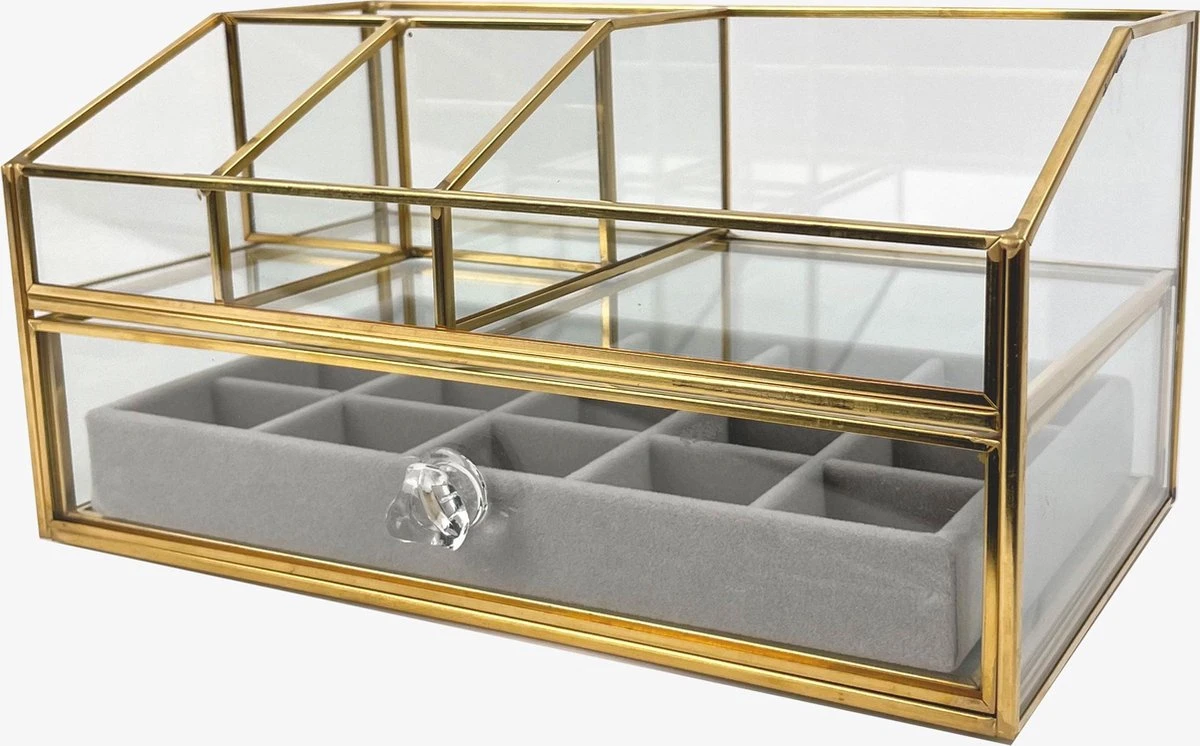 Make Up Organizer Stella | Goud| Cosmetica Organizer|sieraden Organizer | Make Up Organizer | Beautybox | Vitrine Boxje | Glazen Box |Makeup Organizer |Beauty Organizer | Makeupbox |Organizer | Storage Box |Make-uporganizer| Opbergdoos | Sieradendoos 6 Make Up Organizer Stella | Goud| Cosmetica Organizer|sieraden Organizer | Make Up Organizer | Beautybox | Vitrine Boxje | Glazen Box |Makeup Organizer |Beauty Organizer | Makeupbox |Organizer | Storage Box |Make-uporganizer| Opbergdoos | Sieradendoos - Afbeelding 4