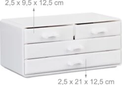 A&K 2in1 Make-up Organizer - 4 Lades Cosmetica Opbergdoos - Kaptafel - Wit 17 A&K 2in1 Make-up Organizer - 4 Lades Cosmetica Opbergdoos - Kaptafel - Wit -Cosmetica Winkel 1200x839 5