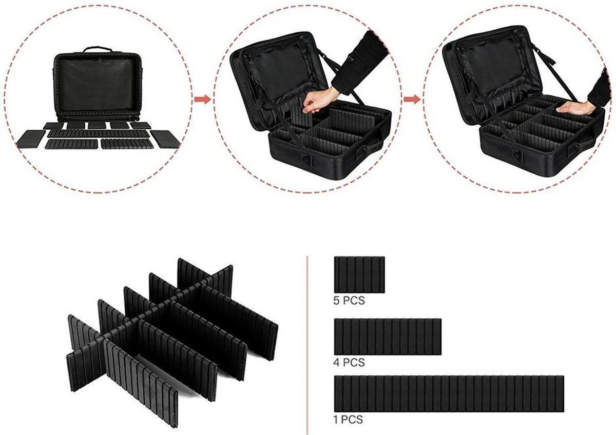 Cosmetica Koffer - Make-up Koffer Met Verstelbare Vakken - Visagie En Nagelstyliste Beauty Koffer - 37x27x13CM 12 Cosmetica Koffer - Make-up Koffer Met Verstelbare Vakken - Visagie En Nagelstyliste Beauty Koffer - 37x27x13CM - Afbeelding 10