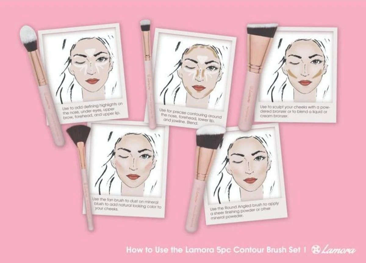 Lamora Make-up Kwasten Set - Contour - Lamora Proffecioneel - 5 Delig Kwasten In Luxe Koker 8 Lamora Make-up Kwasten Set - Contour - Lamora Proffecioneel - 5 Delig Kwasten In Luxe Koker - Afbeelding 6