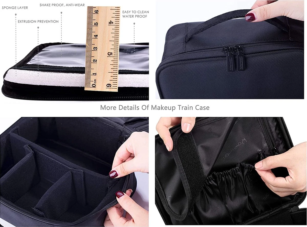 Make-up Koffer - Cosmetica Koffer - Visagie Opbergtas - Beauty Organizer Met Verstelbare Vakken - Roze 4 Make-up Koffer - Cosmetica Koffer - Visagie Opbergtas - Beauty Organizer Met Verstelbare Vakken - Roze - Afbeelding 2