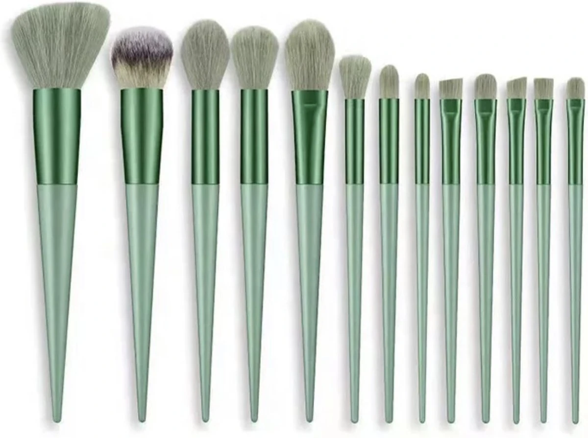 Without Lemons - Make Up Borstel - Kwasten - Set Van 13 - Brushes - Groen - Vegan 4 Without Lemons - Make Up Borstel - Kwasten - Set Van 13 - Brushes - Groen - Vegan - Afbeelding 2
