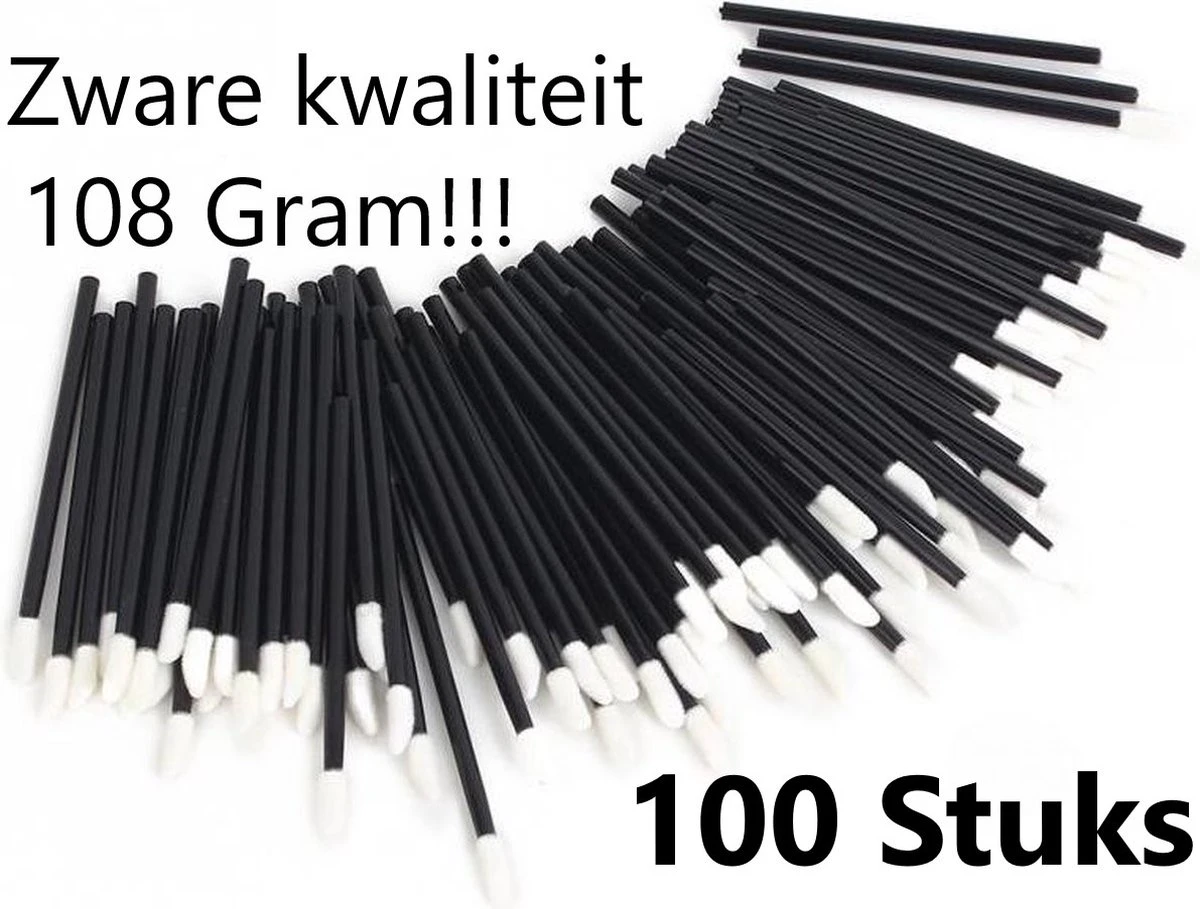 Lipgloss Borsteltjes - Oogschaduw Borsteltjes - Lipbrush - Lipgloss Applicators -Lippenstift & Oogschaduw & Lipgloss Brushes Kwasten - 100 Stuks - Zwart 3 Lipgloss Borsteltjes - Oogschaduw Borsteltjes - Lipbrush - Lipgloss Applicators -Lippenstift & Oogschaduw & Lipgloss Brushes Kwasten - 100 Stuks - Zwart