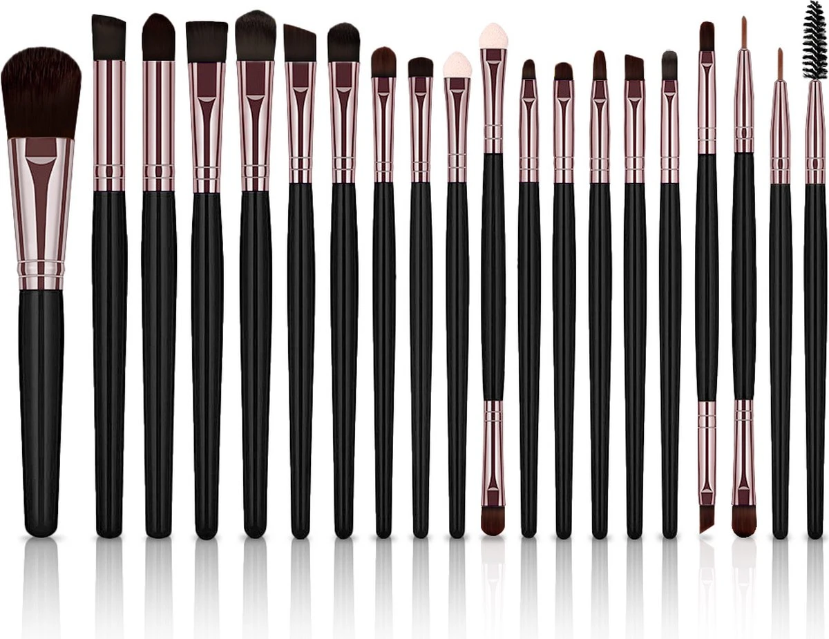 Evvie 20-delige Make-up Kwasten Set - Rosé Zwart 2 Evvie 20-delige Make-up Kwasten Set - Rosé Zwart