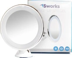 Vergroot Make Up En Scheer Spiegel Met LED Verlichting - 10x Vegroting En Natuurlijk Licht Voor Cosmetica/Scheren/Epileren - 360° Graden Verstelbare Zuignap En Wandbevestiging - Badkamer/Douche/Slaapkamer - Rond – Wit -Cosmetica Winkel 1200x965 3