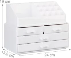 A&K 2in1 Make-up Organizer - 4 Lades Cosmetica Opbergdoos - Kaptafel - Wit 18 A&K 2in1 Make-up Organizer - 4 Lades Cosmetica Opbergdoos - Kaptafel - Wit -Cosmetica Winkel 1200x975 1