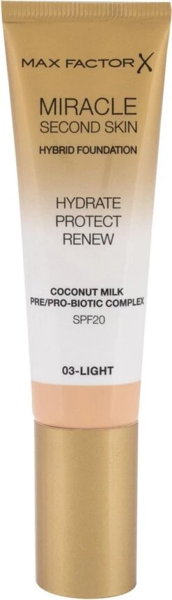 Max Factor Miracle Second Skin Foundation - 03 Light 21 Max Factor Miracle Second Skin Foundation - 03 Light -Cosmetica Winkel 345x1200