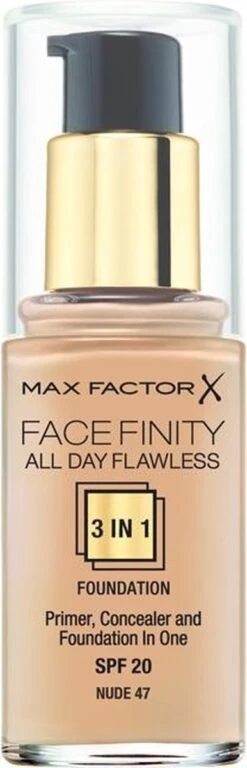 Max Factor Facefinity All Day Flawless 3-in-1 Liquid Foundation - 047 Nude 7 Max Factor Facefinity All Day Flawless 3-in-1 Liquid Foundation - 047 Nude -Cosmetica Winkel 386x1200 2