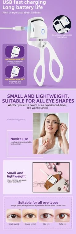 BeautyTech Elektrische Wimperkruller/Wimperkrultang - Roze - Oplaadbaar - Beauty - Verzorging - Make Up -Cosmetica Winkel 389x1200 7