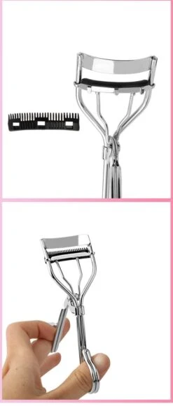 INTER-ESQUE® Wimperkruller - Eyelash Curler + 3x Gratis Extra Siliconen Pad & 3x Extra Kam - Zilver -Cosmetica Winkel 510x1200 4