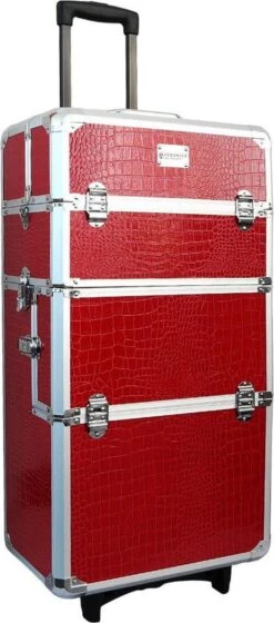 Veronica NAIL-PRODUCTS Aluminium Nagel Trolley 3 In 1 CROCO ROOD, Pedicure, Manicure. Ook Als Sinterklaas Trolley, Trolly, Koffer! -Cosmetica Winkel 529x1200 4