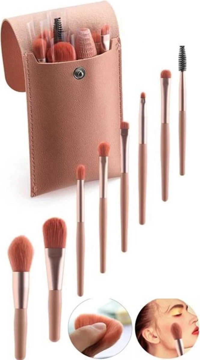 Saaf Make Up Kwasten - 8-Delige Set - Incl. Etui - Poederkwasten - Kabuki Kwast - Roze 4 Saaf Make Up Kwasten - 8-Delige Set - Incl. Etui - Poederkwasten - Kabuki Kwast - Roze - Afbeelding 2