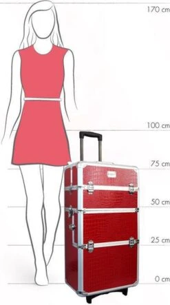 Veronica NAIL-PRODUCTS Aluminium Nagel Trolley 3 In 1 CROCO ROOD, Pedicure, Manicure. Ook Als Sinterklaas Trolley, Trolly, Koffer! -Cosmetica Winkel 669x1200 4