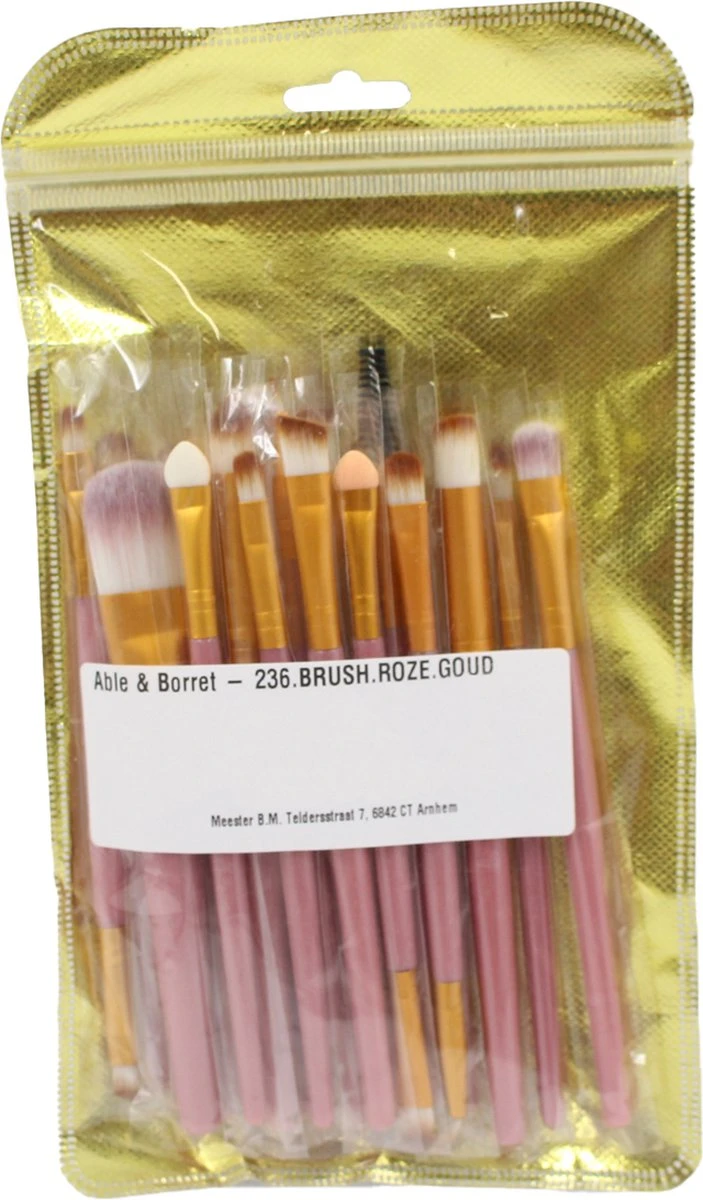 Merkloos Makeup Kwastenset - Makeup Set - 20delig - Roze - Goud - Able & Borret 5 Merkloos Makeup Kwastenset - Makeup Set - 20delig - Roze - Goud - Able & Borret - Afbeelding 3
