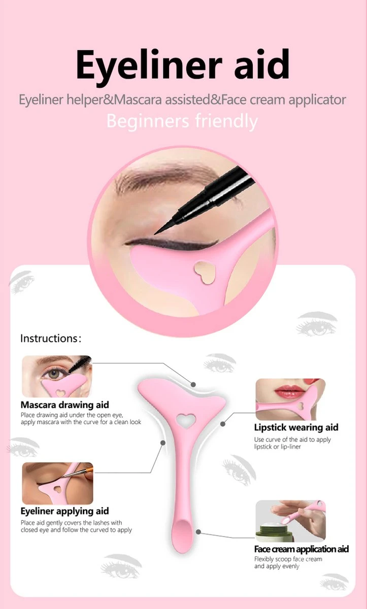Eyeliner Tool - Wing - Winged Eyeliner - Eyeliner Aid - Applicator - Eyeliner Helper - Mascara Helper - Perfecte Eyeliner - Perfect - Eye Make-Up Tool - 3 Eyeliner Tool - Wing - Winged Eyeliner - Eyeliner Aid - Applicator - Eyeliner Helper - Mascara Helper - Perfecte Eyeliner - Perfect - Eye Make-Up Tool -