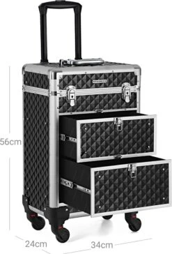 Songmics Kapperskoffer - Cosmetica Trolley - Cosmetica Koffer - Make-up Koffer - Visagie Koffer - Make Up Trolley - Op Wielen - Zwart 13 Songmics Kapperskoffer - Cosmetica Trolley - Cosmetica Koffer - Make-up Koffer - Visagie Koffer - Make Up Trolley - Op Wielen - Zwart -Cosmetica Winkel 814x1200 1