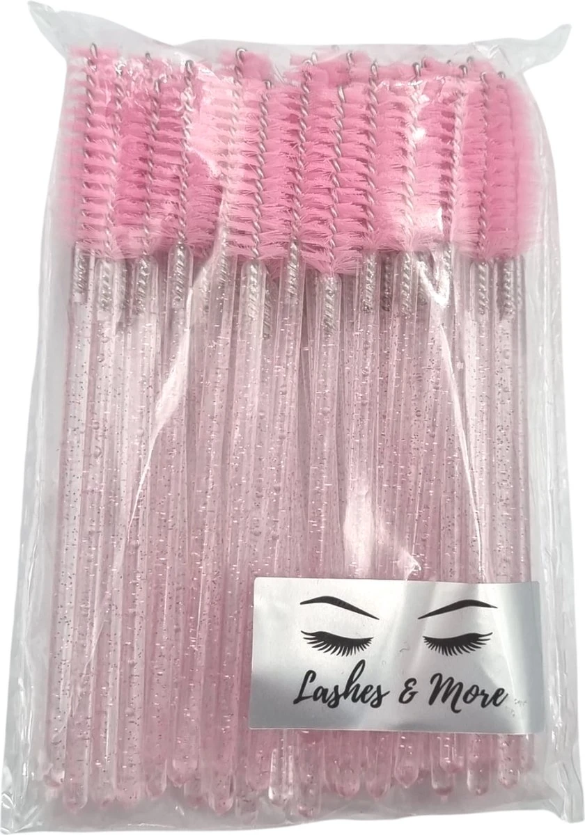 Wegwerp Wimper En Wenkbrauw Borsteltjes - Mascara Borsteltjes - 50 Stuks - Roze Glitter 6 Wegwerp Wimper En Wenkbrauw Borsteltjes - Mascara Borsteltjes - 50 Stuks - Roze Glitter - Afbeelding 4