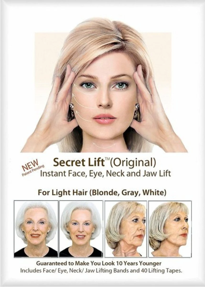 Face Lift Tape - Licht Haar - Facelift Zonder Chirurgie - Instant Eyes, Face And Neck Lift - Blond/wit/licht Haar - 40 Stuks - Transparent 4 Face Lift Tape - Licht Haar - Facelift Zonder Chirurgie - Instant Eyes, Face And Neck Lift - Blond/wit/licht Haar - 40 Stuks - Transparent - Afbeelding 2