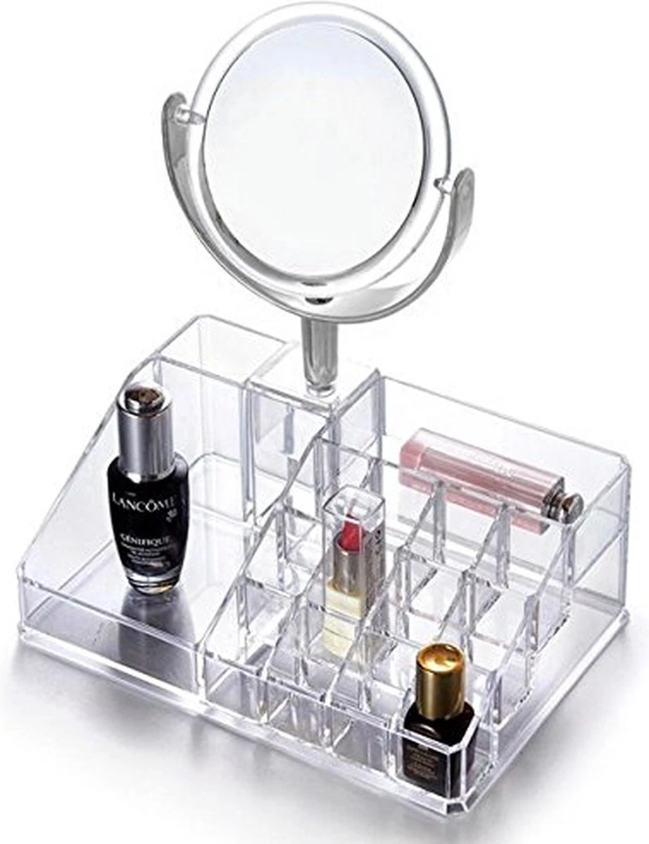 Oxid7® Organizer Voor Cosmetica Acryl - 25,5x22,5x15 Cm - 16 Vakken En Spiegel Met 3x Vergroting 7 Oxid7® Organizer Voor Cosmetica Acryl - 25,5x22,5x15 Cm - 16 Vakken En Spiegel Met 3x Vergroting - Afbeelding 5