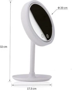 Merkloos Decopatent® Beauty Breeze Mirror - Make-Up Spiegel Met LED Verlichting & Ventilatie - 360° Draaibaar - Make Up 5x Vergrootspiegel -Cosmetica Winkel 971x1200