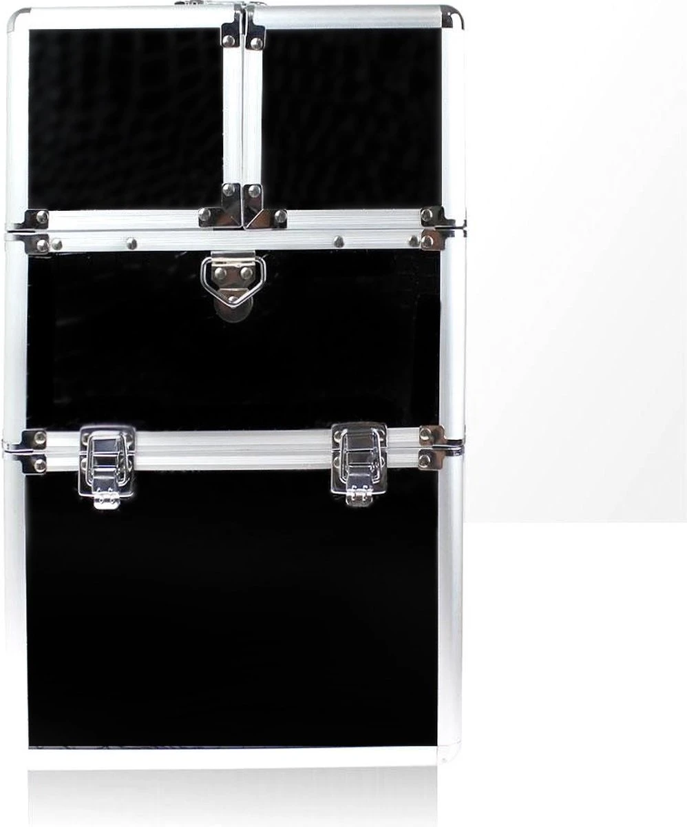 Cosmetica Of Nagel Koffer XL Zwart Glad 6 Cosmetica Of Nagel Koffer XL Zwart Glad - Afbeelding 4